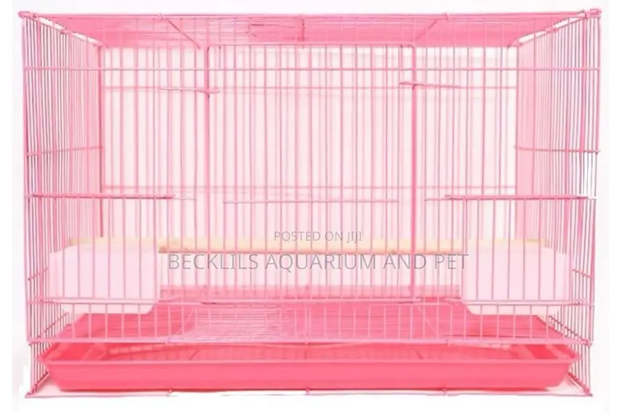 Pink Double Bowl Parrot Cage