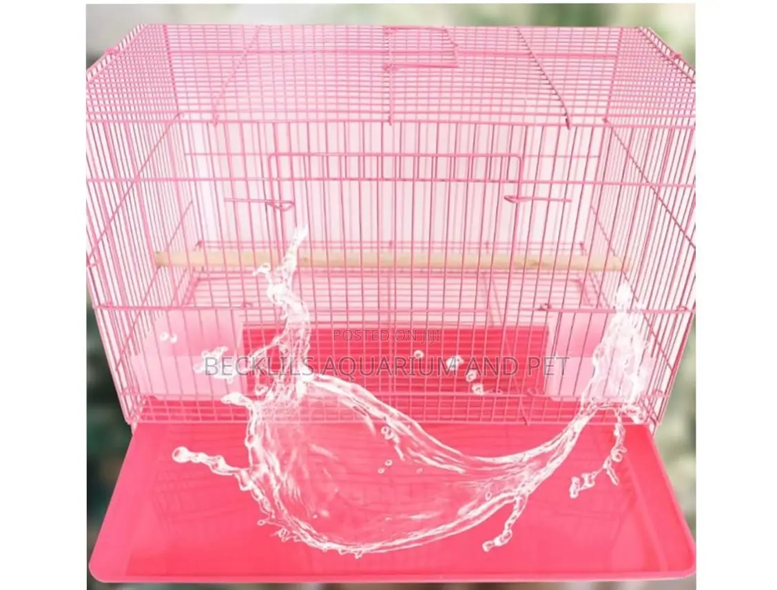 Pink Double Bowl Parrot Cage