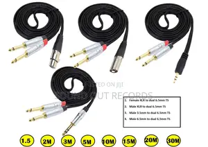 Dual 6.5mm Ts to Single 3.5mm/XLR TRS Cables