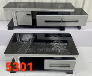 Extendable Tv Stand With Centre Table Black and White