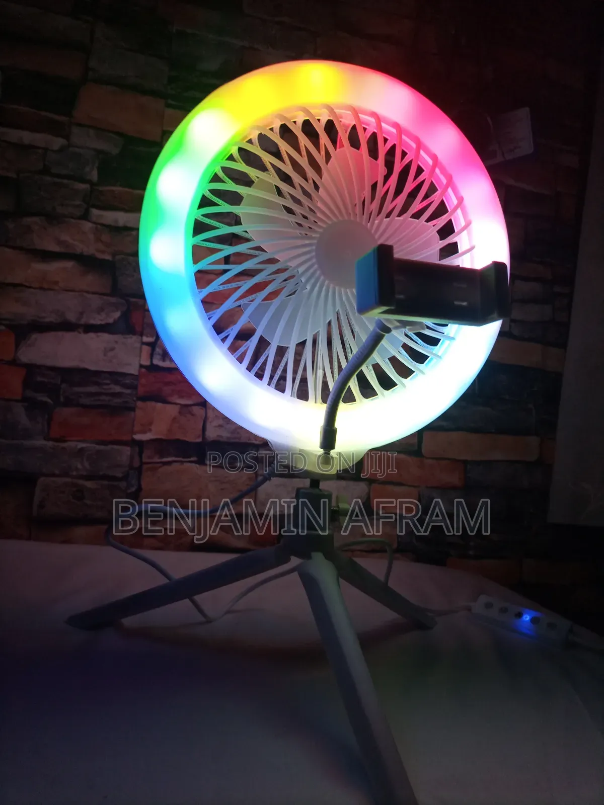 Cool Beam Fan With Light And Phone Holder