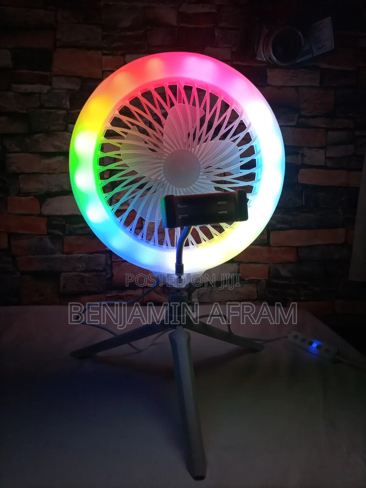 Cool Beam Fan With Light And Phone Holder