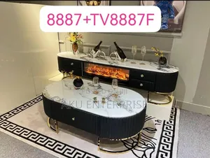 Marble Centre Table and Tv Stand Electric Fireplace