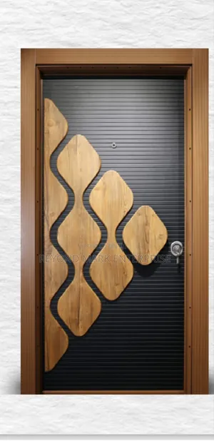 Single Security Door. Wooden Embosed Security Door