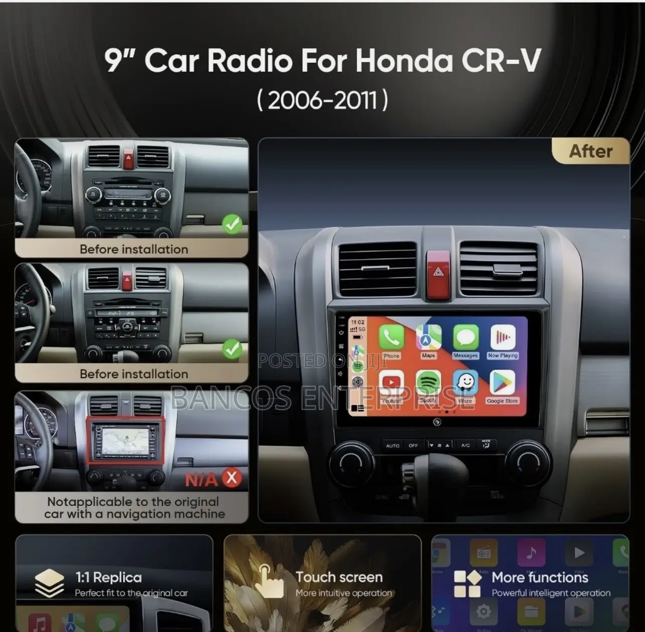 Honda Cr-v 2007-2011 Android/ Carplay Stereo