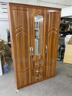Wooden 3 Doors Wardrobe With Mirror