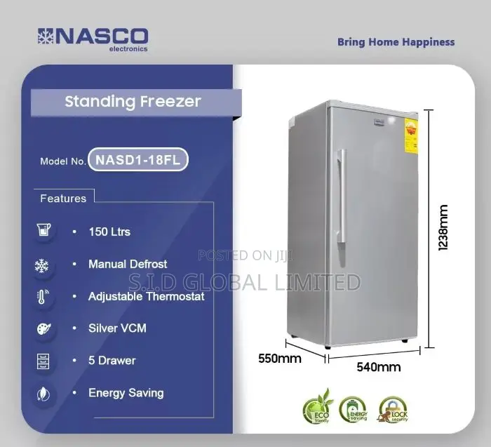 Adjustable Nasco 150l Manual Defrost Bottom Freezer Fridge