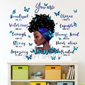 Blue Girl Scriptural Butterfly Room Wall Decor