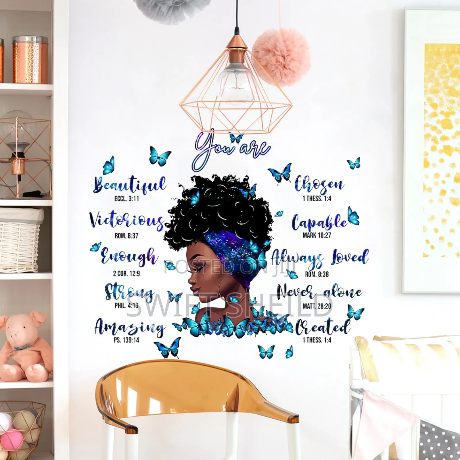 Blue Girl Scriptural Butterfly Room Wall Decor