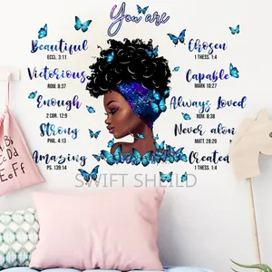 Blue Girl Scriptural Butterfly Room Wall Decor