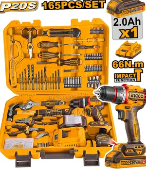 165 Pieces Tools Set With 20v Drill - Hkthp11651