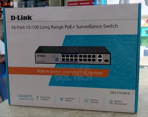 Dlink 16port Long Range Poe Surveillance Switch Des-F1016p-E