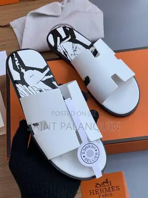White Hermes Slippers