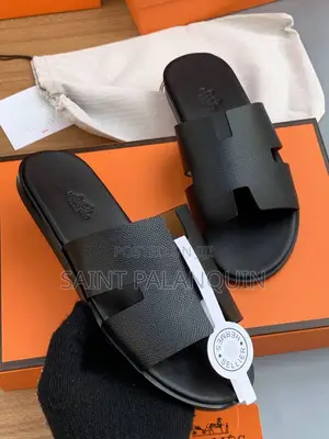 Quality Hermes Black Slippers