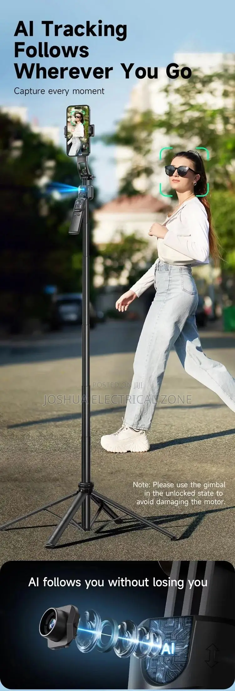 Ai Face Tracking Selfie Stick Tripod 163.5 Cm Long