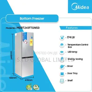 Midea 174ltrs Energy Saving Bottom Freezer Fridge