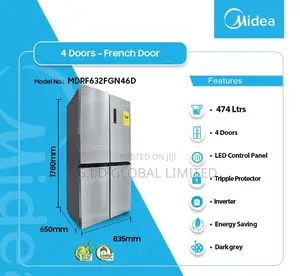 Midea 474ltrs French Door Inverter Refrigerator