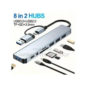 8-in-2 Usb Type C Hub Multi Port Adapter Dock Station