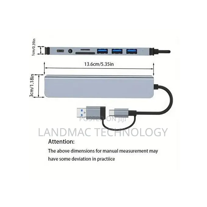 8-in-2 Usb Type C Hub Multi Port Adapter Dock Station
