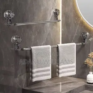 Rotatable And Extendable Towel Rack With Suction Cup Hooks