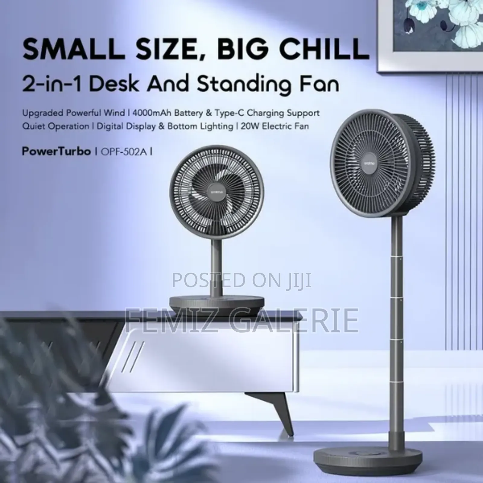 Oraimo Power Turbo 4000mah Portable Folding Fan