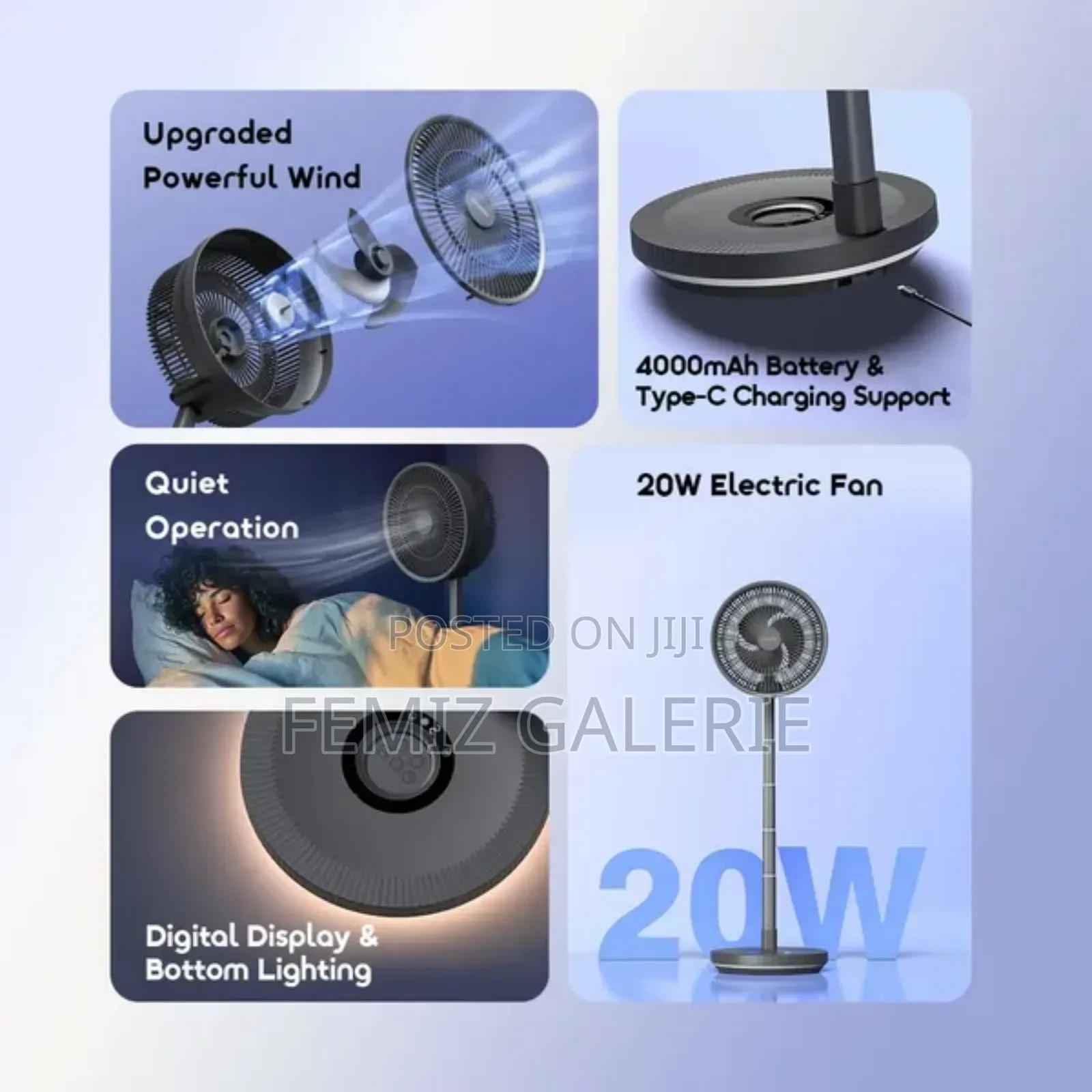 Oraimo Power Turbo 4000mah Portable Folding Fan