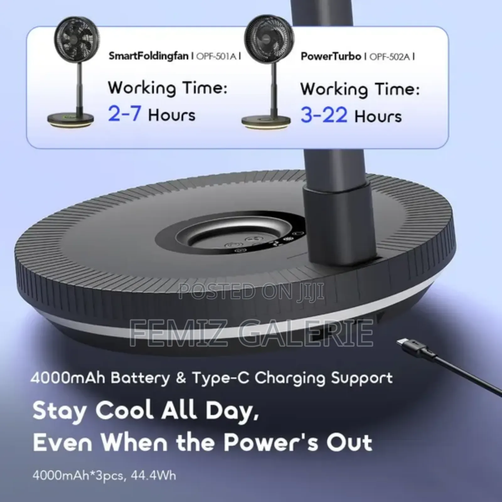 Oraimo Power Turbo 4000mah Portable Folding Fan