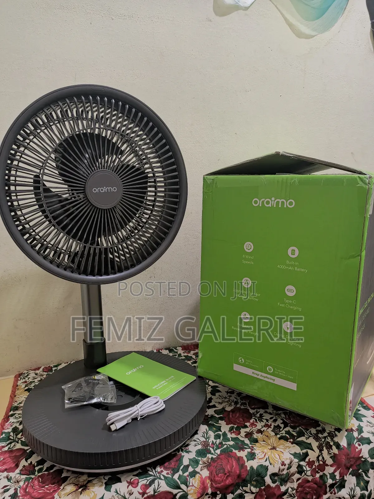 Oraimo Power Turbo 4000mah Portable Folding Fan