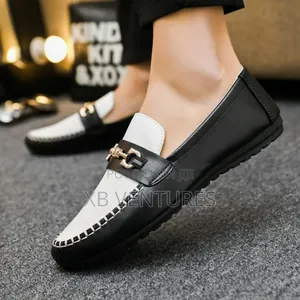 Men's Loafers Slip-Ons Casual Soft Sole Shoes - Black White