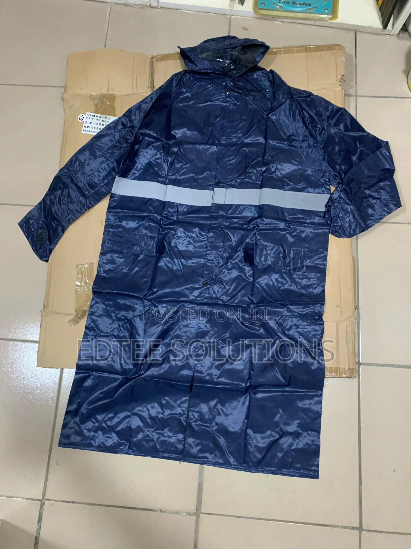 Blue, Green & Yellow Pvc Raincoat With Reflector