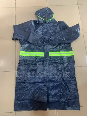 Blue, Green & Yellow Pvc Raincoat With Reflector