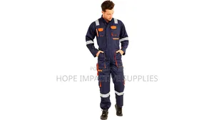American Safety Coverall With Reflectors-blue-black & Blue.