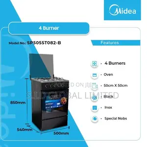 Midea 4 Burner Glass Mirror Gas Cooker