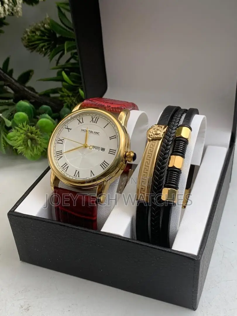 Montblanc Men Leather Watch Set