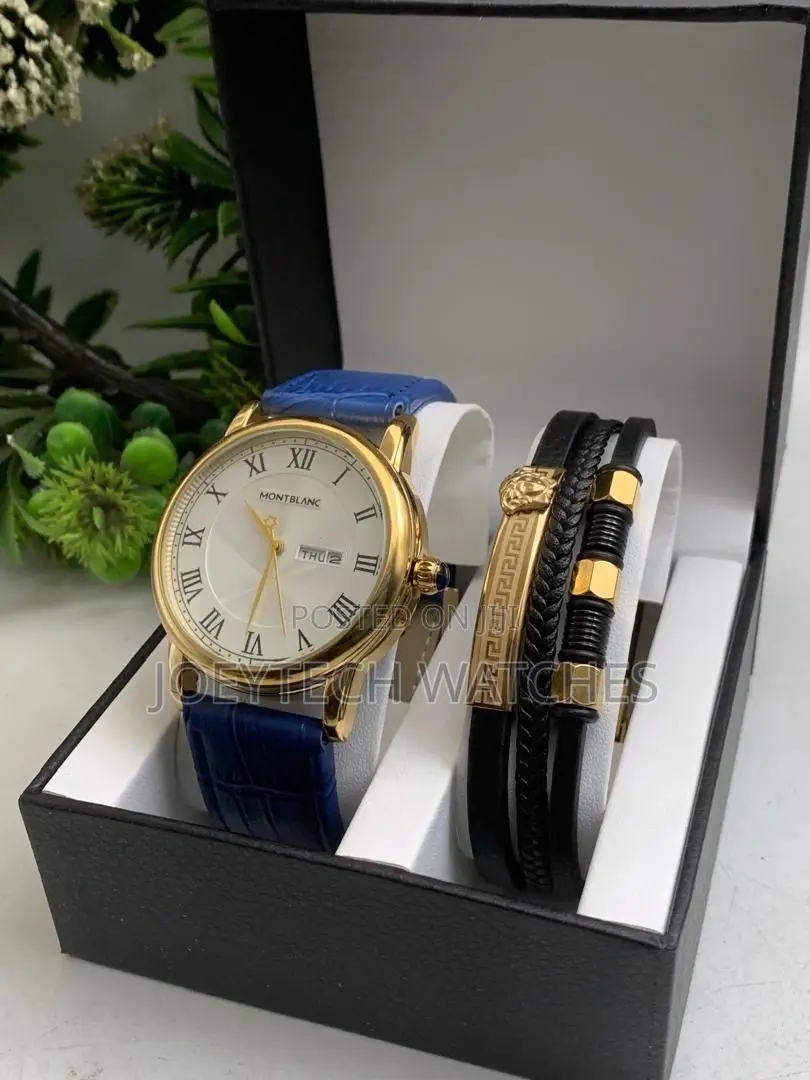 Montblanc Men Leather Watch Set