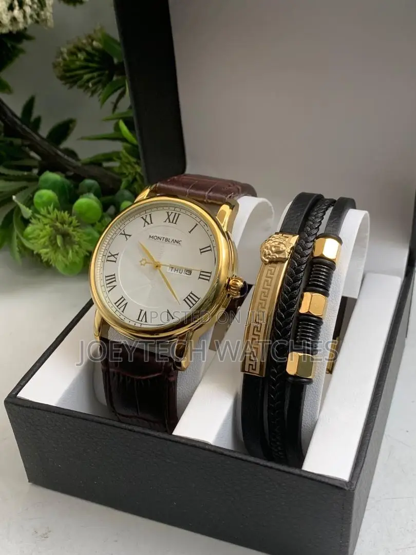 Montblanc Men Leather Watch Set