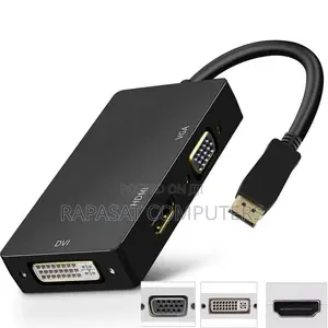 Dp Male to 3-in-1 (Hdmi, Vga, Dvi 24+5) Female Hub