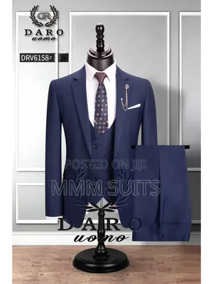 Quality Turkish 3-piece Men Official Suit In Blue-black