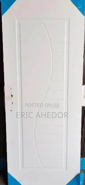 White Bedroom Security Door With Metal Frames and Handles