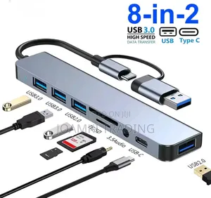 8 In 2 Usb Type C Hub For Laptop, Phones, Tablets, Pc.