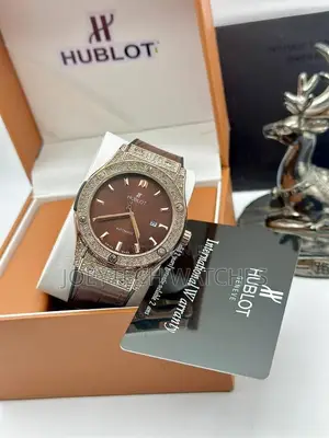 Iced Hublot Timepiece ( Brown Leather)