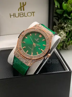 Iced Hublot Timepiece ( Green Leather)
