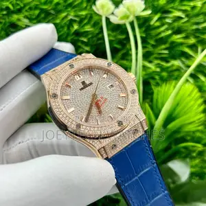 Iced Hublot Timepiece ( Blue Strap)