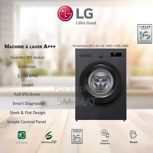 Inverter Dd Motor Lg Front Load Washer 8 Kg F2y1typ6j