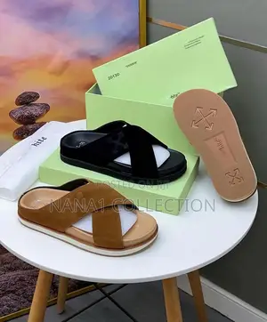 Off-White Suede Slippers Black and Brown