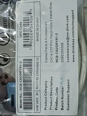 D-Link Cat6 Utp 24awg Round Patch Cord - 2m - Grey Color