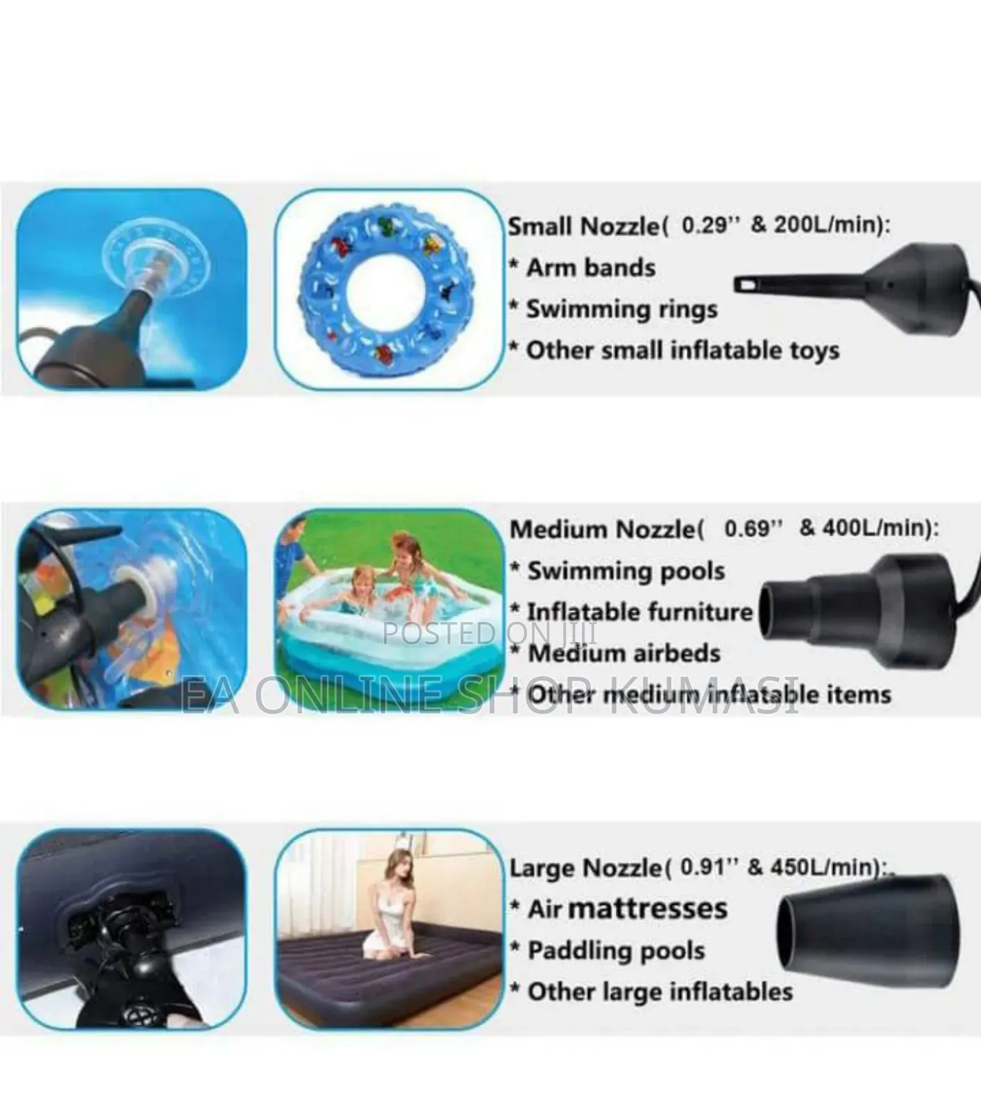 Electric Air Pump For Inflatables .Air Beds,Swim Ring, Pools