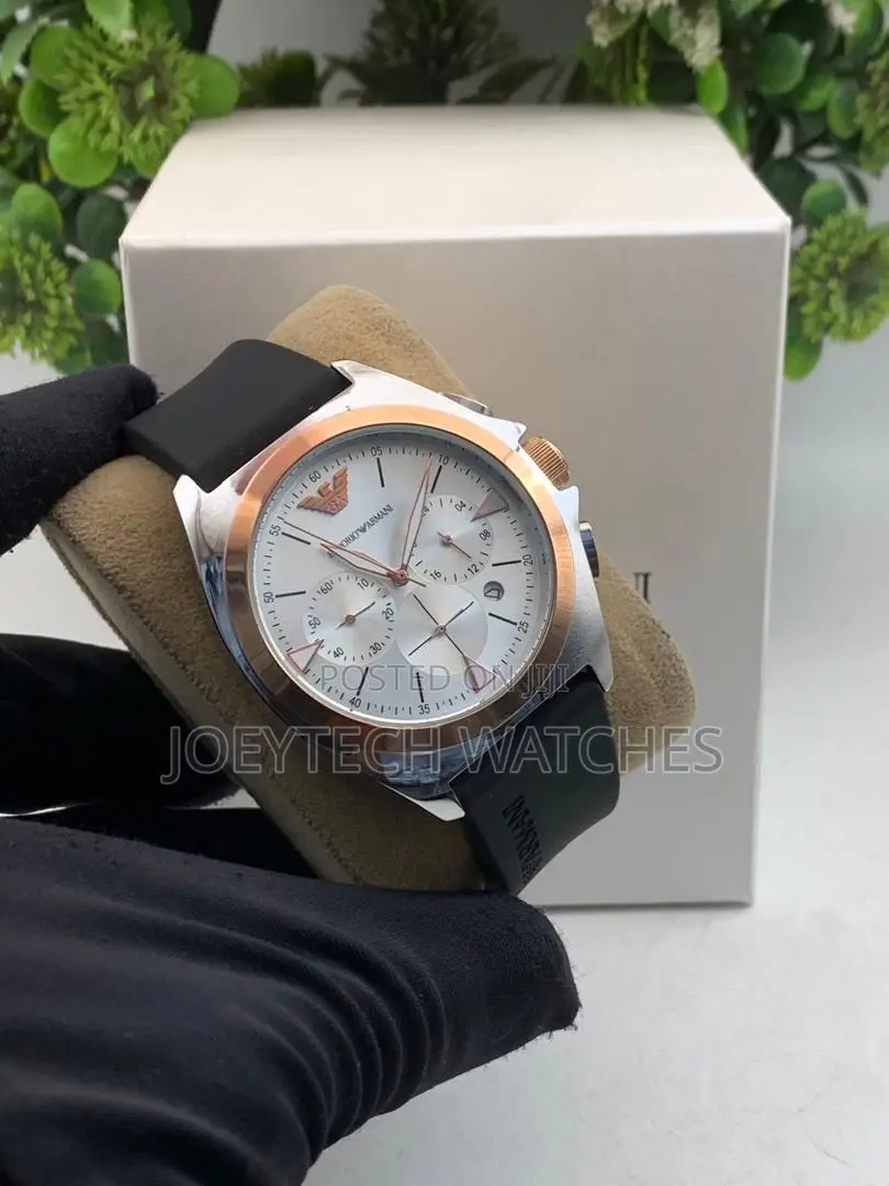 Silicone Strap Emporio Armani Chronograph Timepiece