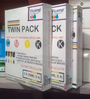 Twin Pack Vicamp Universal Refill Ink for Hp/Canon Printers