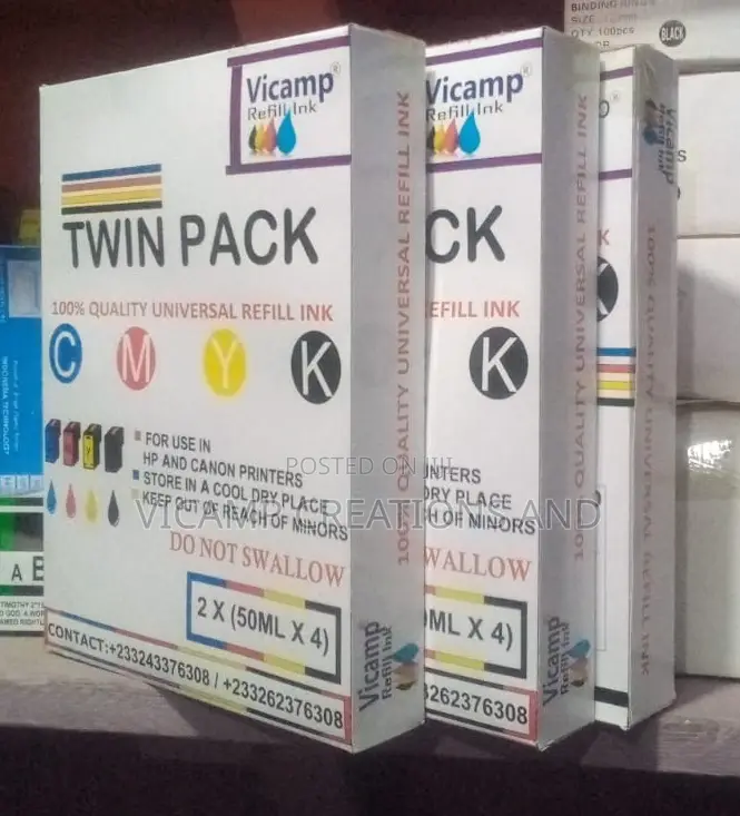 Twin Pack Vicamp Universal Refill Ink for Hp/Canon Printers